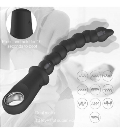 Anal Sex Toys Anal Beads Vibrator- Silicone Anal Butt Plug with 10 Vibration Modes and Ribbed Shaft- Rechargeable Waterproof ...