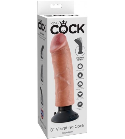 Dildos King Cock 8 Inch Vibrating Cock- Flesh - Flesh - C512LLBKQH5 $24.26