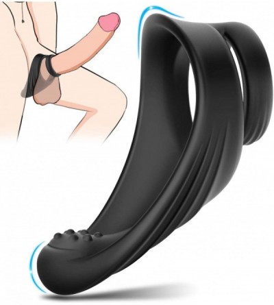 Penis Rings Silicone Dual Penis Ring with Taint Teaser- Premium Stretchy Cock Ring Longer Harder Stronger Erection Enhancing ...