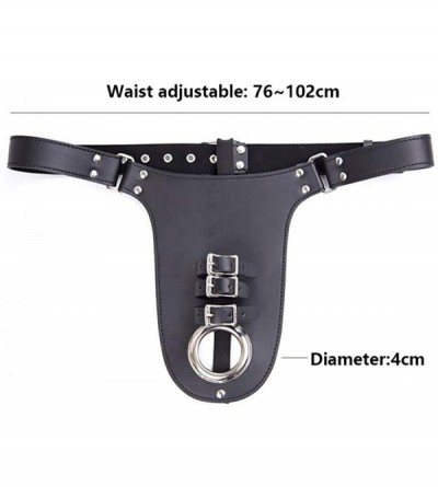 Chastity Devices Men's Underwear Panties Thong Panty Low Rise Bikini Bulge Enhancing Leather Briefs - Black - CZ18MCREEUZ $8.47