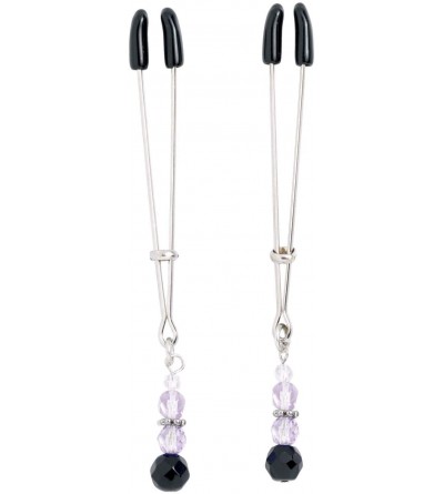 Nipple Toys Adjustable Tweezer Nipple Clamps w/Purple Beads Bondage & Sensation Play - Purple Beads - CI11C9PPILH $16.65