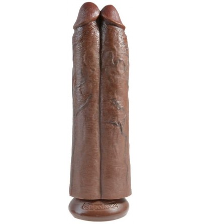 Dildos King Cock 11" Two Cocks One Hole- Brown- 38.6 Lb - C818CA48YHQ $77.98