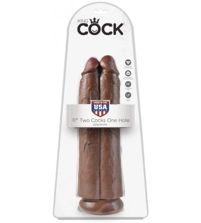 Dildos King Cock 11" Two Cocks One Hole- Brown- 38.6 Lb - C818CA48YHQ $29.76