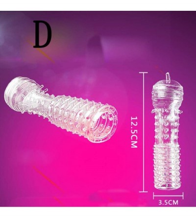 Pumps & Enlargers Reusable Condom Textured Extender Sleeve Penis Cover Cock Ring Dildo Condom D - CM19EUODQ5C $6.32