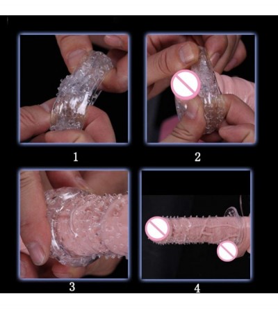 Pumps & Enlargers Reusable Condom Textured Extender Sleeve Penis Cover Cock Ring Dildo Condom D - CM19EUODQ5C $6.32