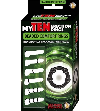 Vibrators My Ten Erection Rings Beaded Comfort Rings- Black- 2.40 Ounce - Black Beaded - CU12LNIY2TT $7.54
