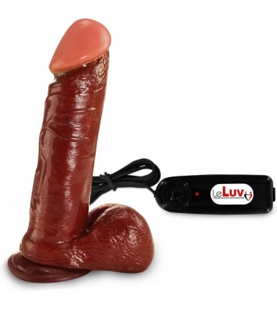 Dildos Dildo Thick Chocolate Brown 8 Inch Vibrating Multi-Speed Realistic with Suction Cup - CV11EXGT0RD $47.75