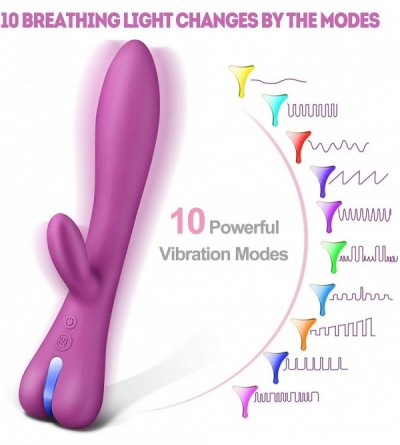Vibrators Waterproof Rabbit Vibe Dildo Waterproof G Spot Clitoris Stimulator with 10 Powerful Vibration Modes Bunny Vibrator ...