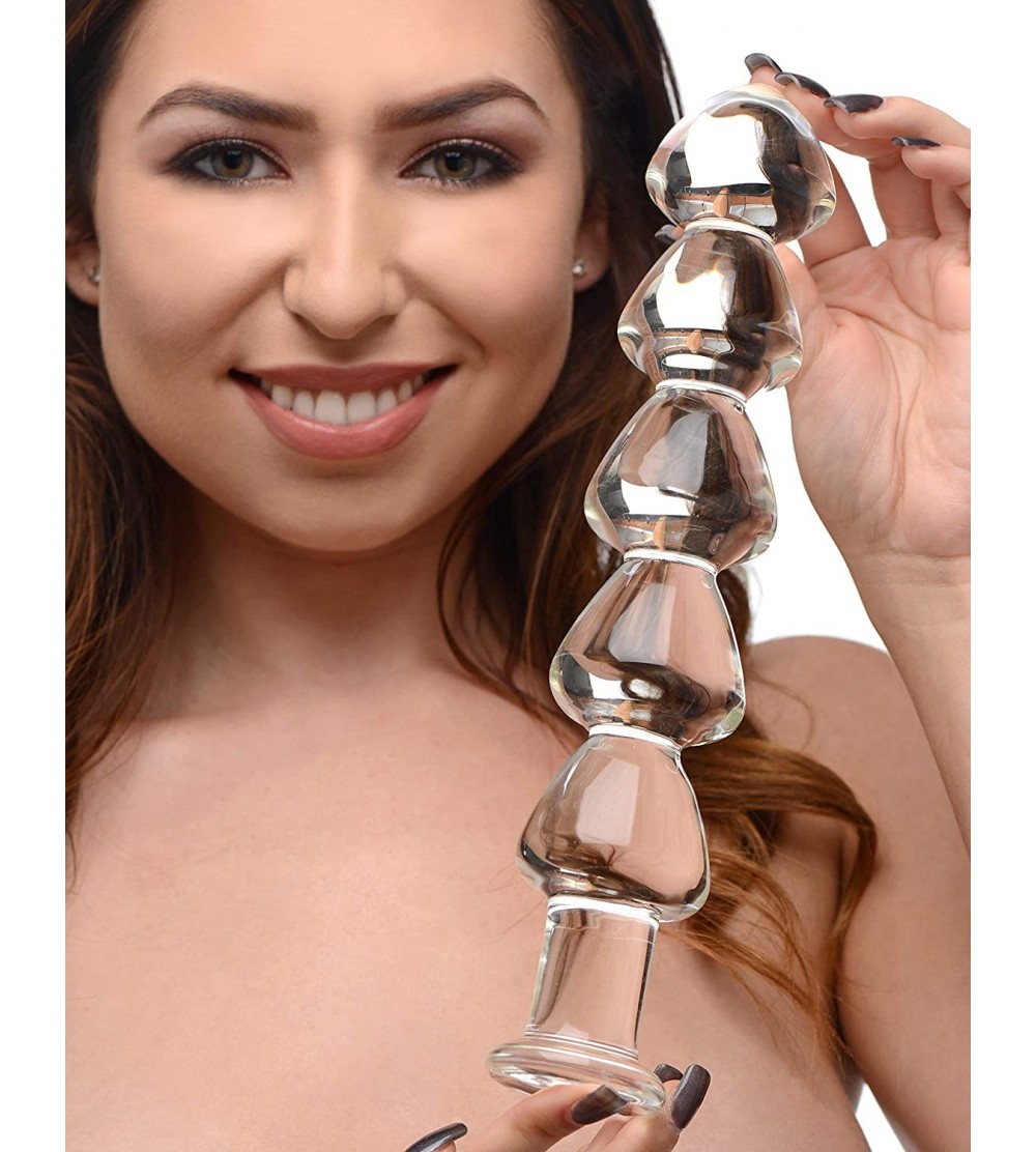 Anal Sex Toys Drops Anal Link Glass Dildo for Temperature Play- Clear - CJ18H5KM4O0 $26.01