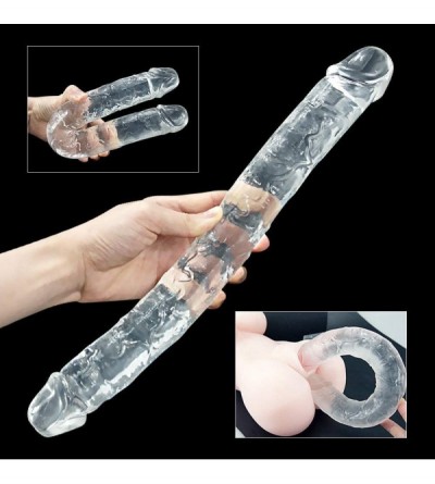 Dildos 12 inch Double Ended Realistic Dildo Flexible Clear Jelly Dildos Long Dong for Double Sided Lesbian Anal Play G-spot S...