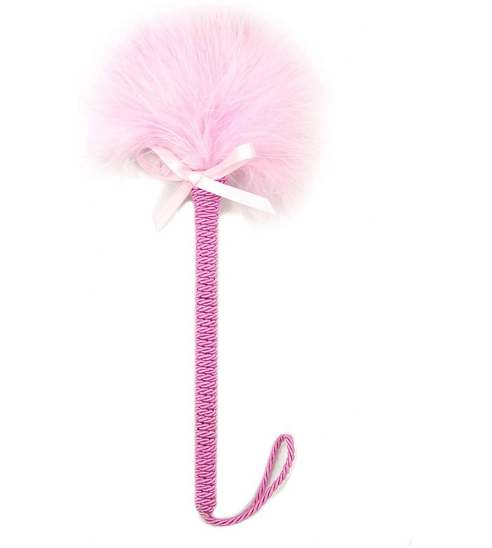 Paddles, Whips & Ticklers Fetish Feathers Teasing Toys Ostrich Feather Wrapped Rope Pole Props - Pink - CI18XMMAK5Q $11.06