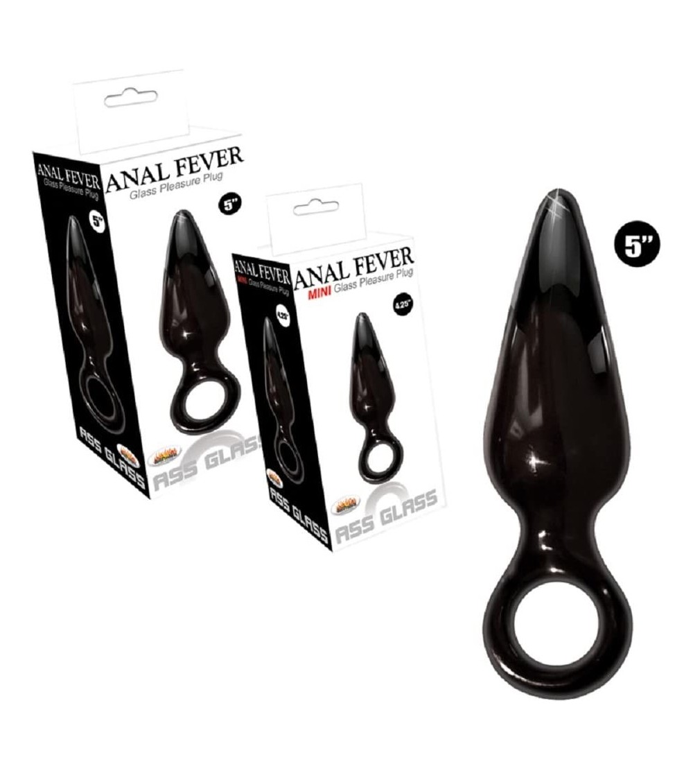 Anal Sex Toys Anal Fever Ass Glass 5 inch Pleasure Plug (Black) with Free Bottle of Adult Toy Cleaner - CX18G2DYQ38 $17.84