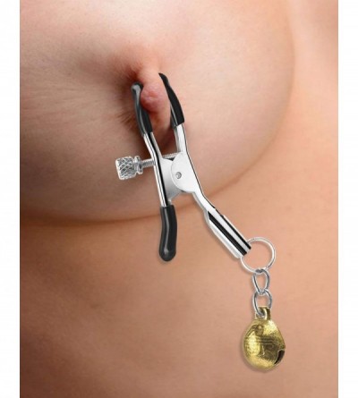 Nipple Toys Nipple Clamps with Gold Bell - Soft Rubber Tweezer Adjustable Nipple Clip- SM Fetish Breast Clit Sensual Bondage ...