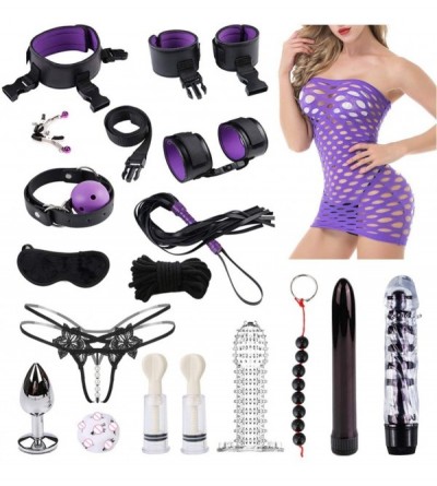Restraints 17PCS/Set Leather Nylon Plush Set Restraints Six for Couples Woman Sixy Toy Handcuff Suit Six Toys Adult-PL - Pl -...