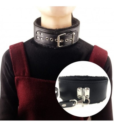 Restraints BDSM PU Leather Soft Neck Choker Collar with Chain Detachable Leash for Men Women - Sexy Adult Locking Sex Toys - ...