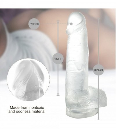 Dildos Lifelike Realistic Dildo Adult Toy Clear Dildo with Strong Suction Cup 8'' and Diameter 1.77'' Sex Toy for Women Gay -...