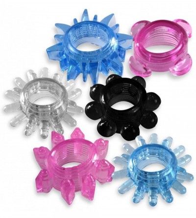 Penis Rings Disposable Cock Rings Random Colors and Textures Soft Stretchy 6 Pack - CB11F5Q7GHV $8.69