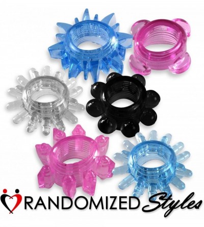 Penis Rings Disposable Cock Rings Random Colors and Textures Soft Stretchy 6 Pack - CB11F5Q7GHV $8.69