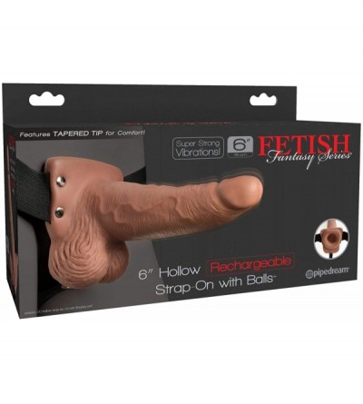 Vibrators Fetish Fantasy Series 6" Hollow Rechargeable Strap-on with Balls- Tan- 1 Count - CU18XX8SKDH $34.24
