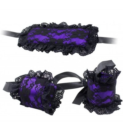Blindfolds Adults Costume for Flirting Lace Blindfold and Handcuffs Set Party Role Play (Purple) - Purple - C418DS8XZ5D $6.00