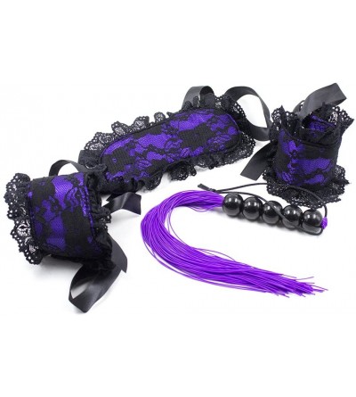 Blindfolds Adults Costume for Flirting Lace Blindfold and Handcuffs Set Party Role Play (Purple) - Purple - C418DS8XZ5D $6.00