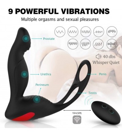 Anal Sex Toys 3-in-1 Remote Control Prostate Massager Vibrator with Penis Ring and Ball Loop- 9 Speeds Rechargeable Anal Sex ...