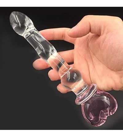 Anal Sex Toys Pink Heart Glass Dildo for Women Crystal Masturbator for Female for Vaginal and Anal Stimulation Glass Pleasure...