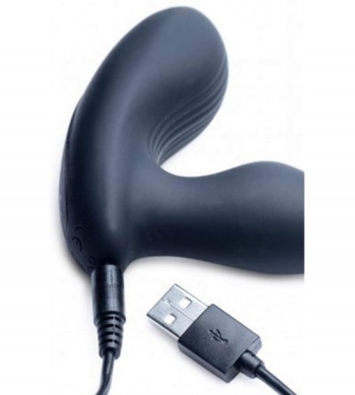 Vibrators 7X P Stroke Silicone Prostate Stimulator with Stroking Shaft- Black - CS18XI407TH $29.34