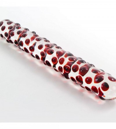 Dildos Dildo 7 inch Beaded Red Glass Wand Bundle with Premium Padded Pouch - Red - CF11UYWDOM7 $9.71