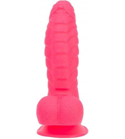 Dildos 7 Inch Fantasy Silicone Dildo with Suction Cup- Ribbed & Studded- Pink Color- Adult Sex Toy - Pink - CQ18H54UZRC $45.83