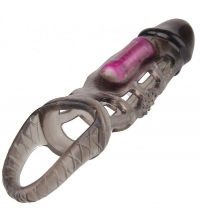 Pumps & Enlargers Vibrating Male Penis Extension Extender Sleeve Cock Cage Couple Sex Toys - CX18DDI00T4 $74.21