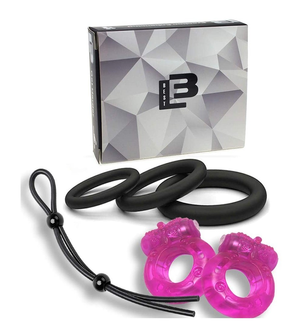 Penis Rings Super Soft Vibrating Cockring for Male - 6 Per Pack Cock Rings 100% Medical Grade Pure Silicone Penis Ring Set fo...