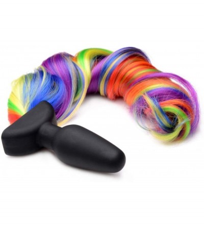 Anal Sex Toys Remote Control Vibrating Rainbow Pony Tail Anal Plug - CR18AKOM5OT $21.48
