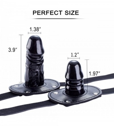 Gags & Muzzles Lockable Dildo Penis Mouth Gag with Lock Bondage Leather Strap On BDSM Adult Sex Toy (Long) - Black - CN12G8OB...