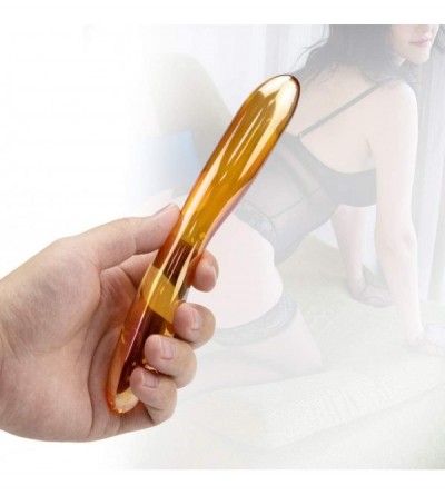 Dildos Glass Pleasure Wand Golden Crystal Dildo G Spot Stimulation Masturbation Wand Sex Toy for Women - CE11M5PWZSF $7.70