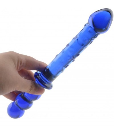 Anal Sex Toys Super Long Strong Sex Stimulator Blue Glass Dotted Dildo Dilddo Anal Plug for Women Crystal Masturbator for Mom...