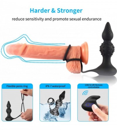 Anal Sex Toys Anal Vibrator Butt Plug with Anal Beads Penis Ring- Anal Massager Anal Sex Toy with 10 Vibrating Modes for Male...