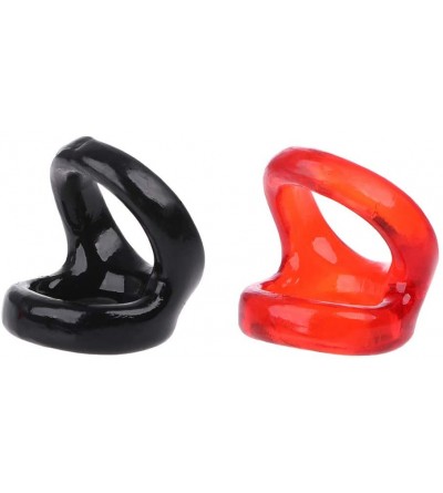 Penis Rings Double Rings for Delay- Men's Cook Rings- Crystal Toys - Black - CY19DYLS4MT $6.95