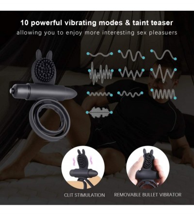 Penis Rings Penis Ring with Rabbit Ears Double Ring-10 Vibration Modes for Longer Harder Stronger Lasting Erections Cock Ring...