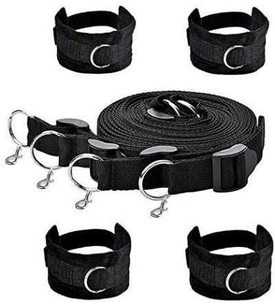 Restraints Soft and Comfortable Bed Set with Adjustable Ankle Wrist Cuffs- Black Nylon Straps - CC1943CYKID $22.95