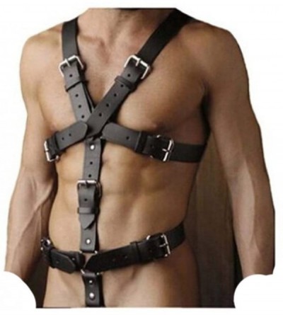 Restraints Men's Sexy Bondage Double Belt Chest Harness Gay Buckles Fetish Costumes - C6120B7P4UJ $22.46