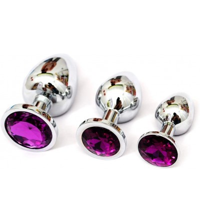 Anal Sex Toys 3 Pcs Crystal Glass Amal Plug Round Shaped with Jewelry for Men Women - Purple - CB18XZEXMXQ $31.91