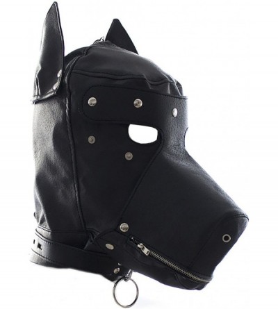 Gags & Muzzles Leather Bondage Fetish Dog Mask- Black Full Face Blindfold Breathable Restraint Head Hood- Sex Toys- for Unise...