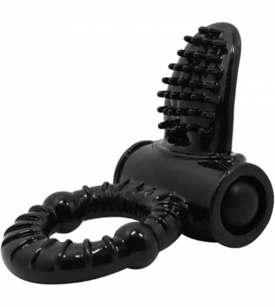 Pumps & Enlargers Penis Ring Tongue Tickler Clitoris Stimulator with Vibrating Bullet Black - Black - CQ1844L4Q3M $11.95