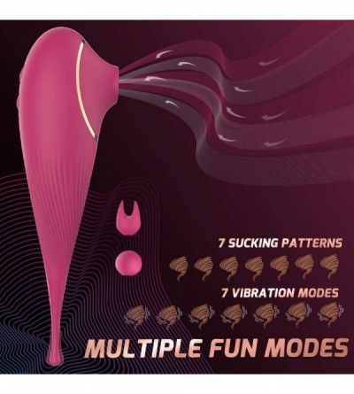 Vibrators 2 in 1 Vibrating & Sucking Clitoral Vibrator with 7 Suctions & 7 Vibrations for Quick Orgasm- Waterproof Clitoris C...