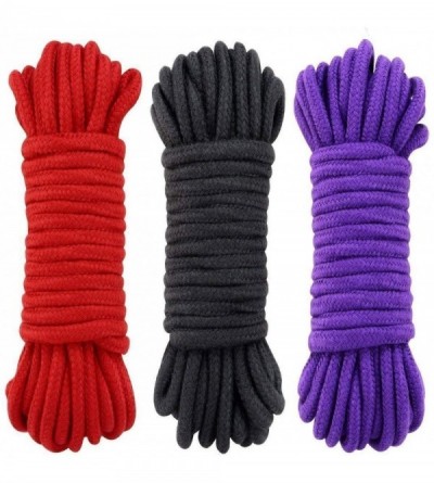Restraints BDSM Bondage Shibari 3 PACK Soft Cotton Rope - Sex Restraints for Couples - Black- Red & Purple - 3- pack 32 feet/...