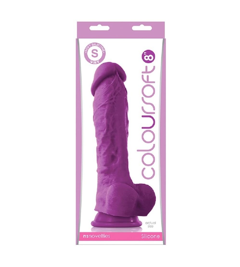 Dildos ColourSoft 8in Soft Dildo - Purple Includes a Free Bottle of Adult Toy Cleaner - C118GUX948L $38.12