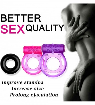 Penis Rings Vibrating Cock Ring Sex Toys - 2 Penis Rings w. Clit Stimulator & 1 Cock Ring for Better Stronger Erection - CZ19...