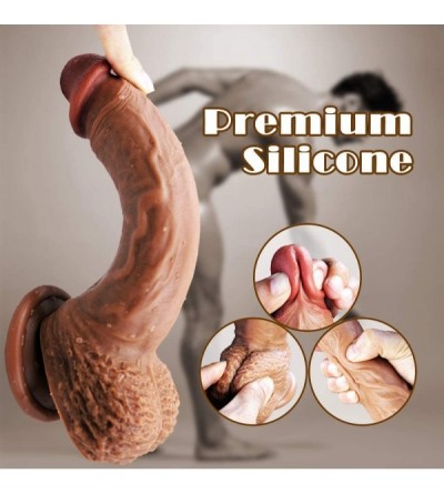 Dildos 8.3'' Realistic Dildo Dual-Layer Liquid Silicone Dildo with Strong Suction Cup-Lifelike Penis Sex Toy Flexible G Spot ...