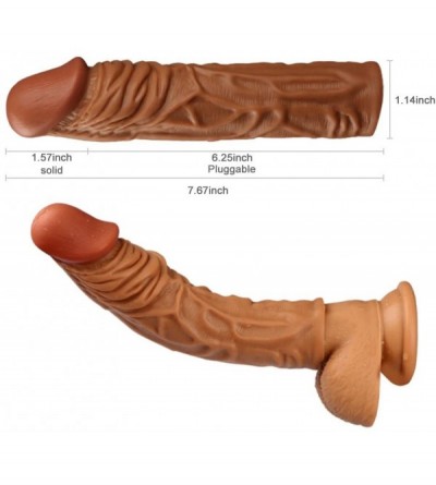 Pumps & Enlargers Penis Extension- Liquid Silicone Penis Sleeve Cock Enlargement Cover with Vivid Glans and Veins- Delay Ejac...